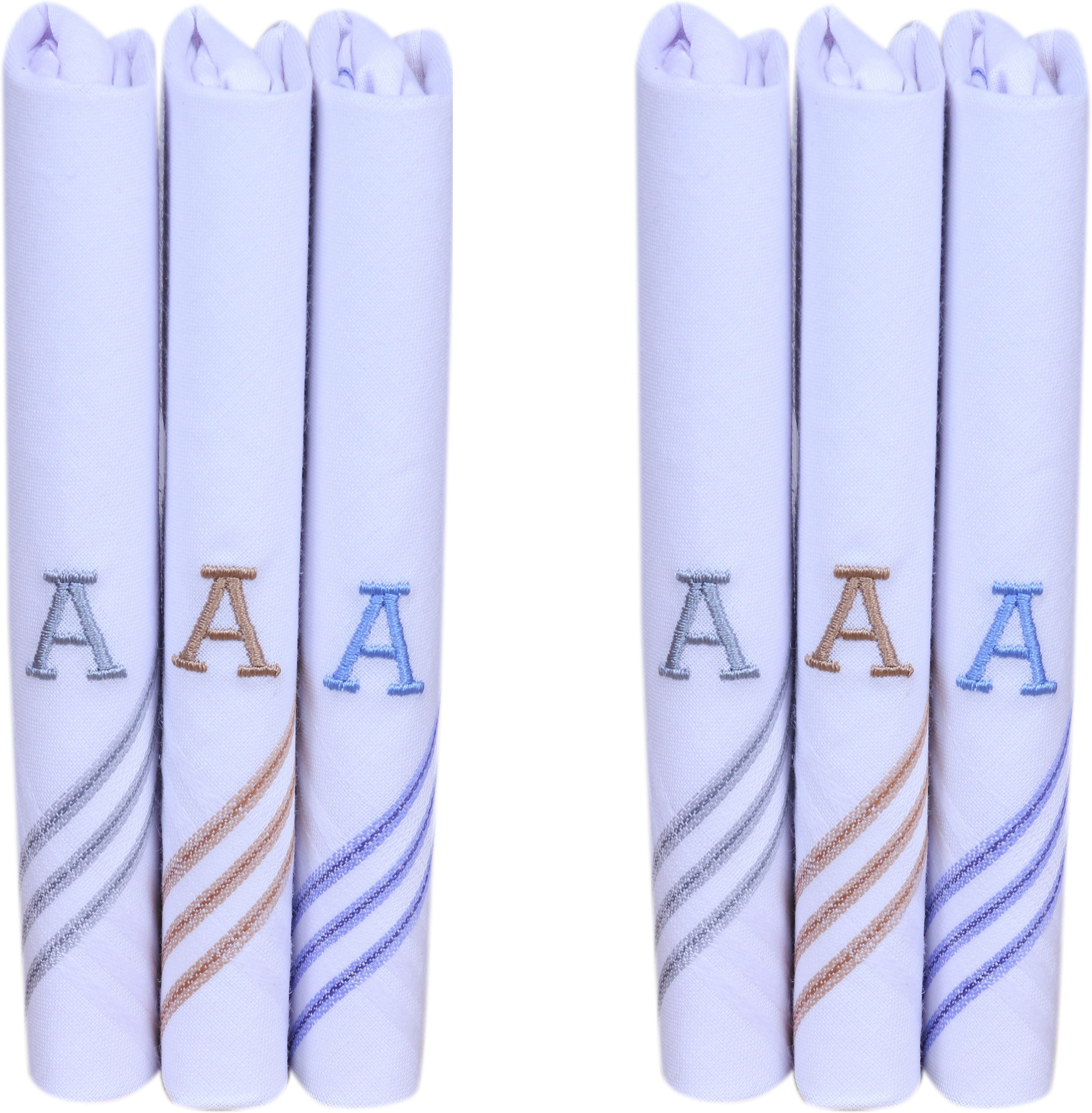 Tatsam handkerchief set for men women and boys alphabets design "A" pack of 6 handkerchief ["White"] Handkerchief-picture-26