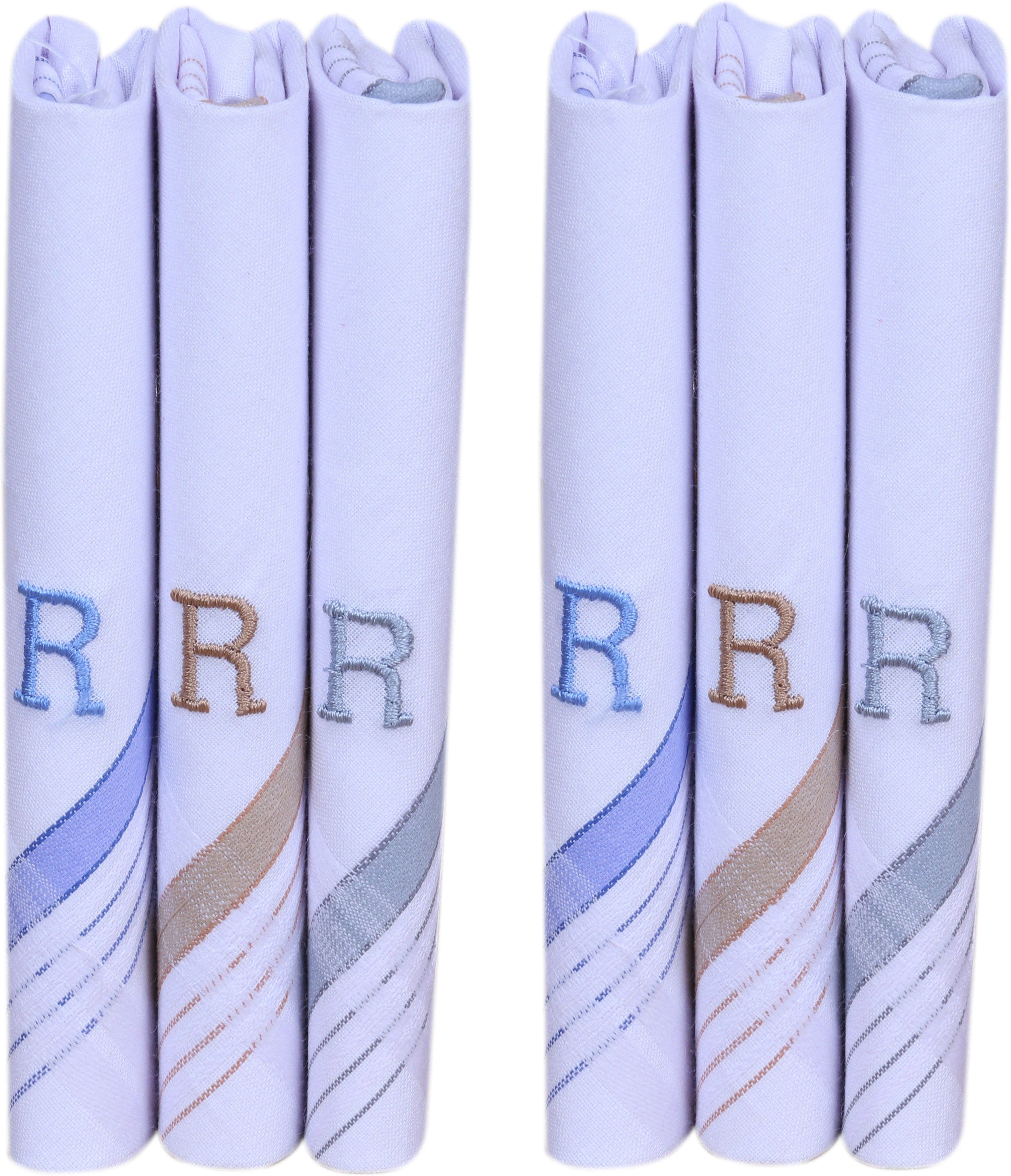 Tatsam handkerchief set for men women and boys alphabets design "R" pack of 6 handkerchief ["White"] Handkerchief-picture-28