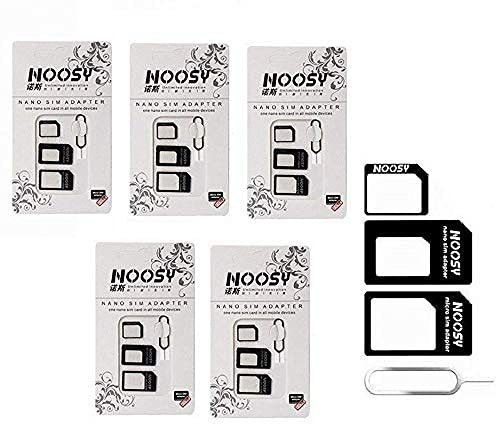 SANNO WORLD (Pack of 5) 4 in 1 Noosy SIM Card Adapter Kit Nano, Micro,Needle for iPhone, Moto E, Nokia (3 Pcs) Sim Adapter