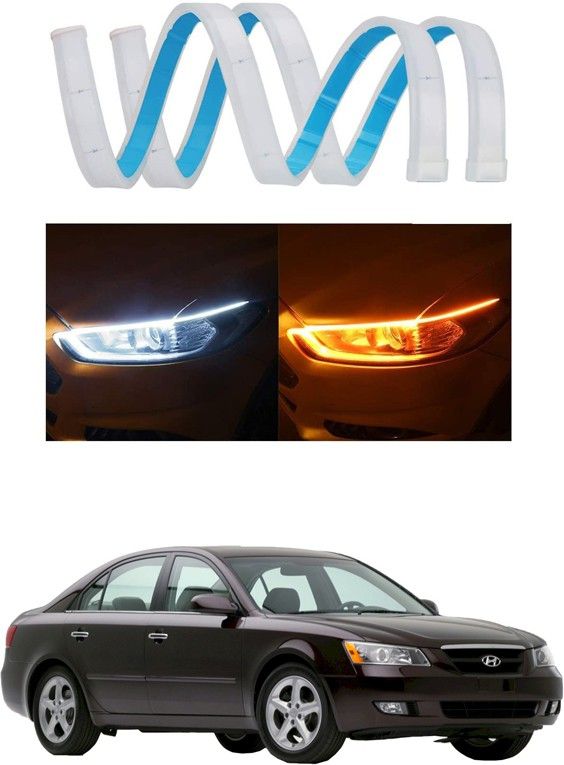 maties White & Amber Flow LED Sequential Audi Style Daytime Running Lights Stick-on Above Headlamp Car Fancy Lights For Old Sonata Car Fancy Lights-picture-44