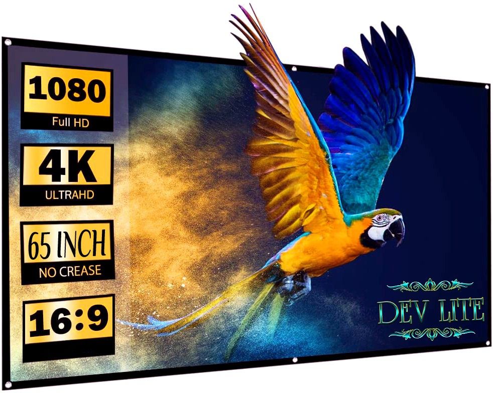 Dev Lite Premium 65 Inch Projector Screen,4K HD 16:9 Portable Video Projector Screen Foldable Anti-Crease Indoor Outdoor Projection Screen for Home, Office, Classroom (4.7FTX2.7FT) (56.5" Inch (W) x 31.75" Inch (H)) Projector Screen (Width 144.78 cm x 81.28 cm Height) Projector Screen (Width 144.78 cm x 81.28 cm Height)-image-14