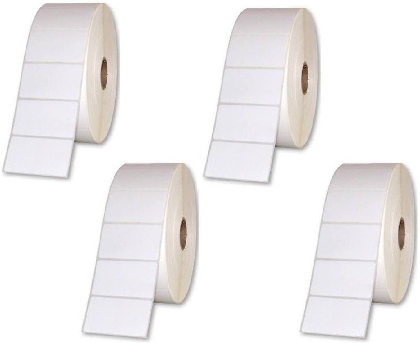 youlogic 50 mm X 30 mm, (White) Direct Thermal Barcode Labels (DT), Set of 4 Roll, 1000 Labels In Roll, No Need Carbon Ribbon, Labels/Roll for Desktop Printer TSC, Zebra, Citzen, WEP, Datamax, Thosiba, Sato etc. ) ,Paper Label Stickers,1’’up (Smooth White) dt Paper Label image 1