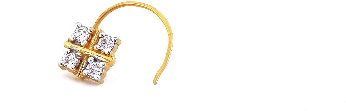 Bliss diamonds Square Nosepin 18kt Diamond Yellow Gold Nose Wire