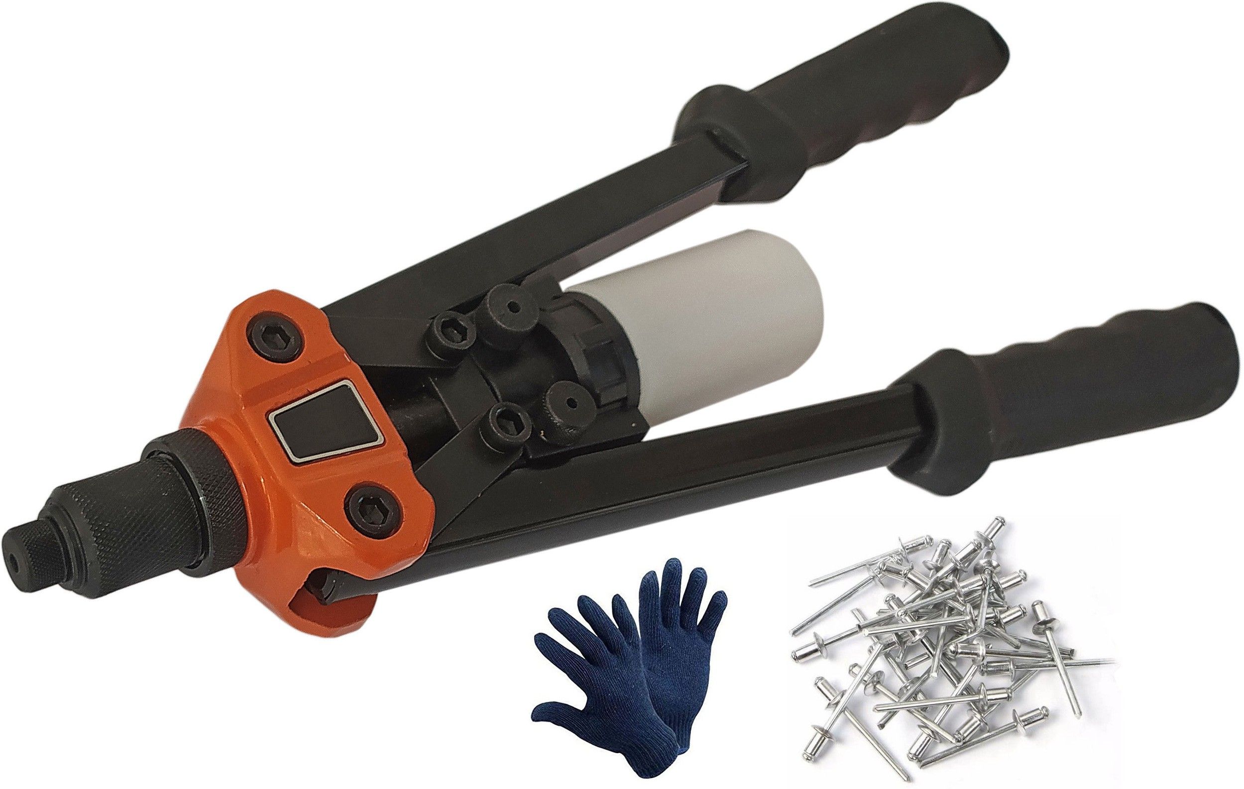 Hevy duty 13inch Hand Rivet Gun with collection bottle With Soft Rubber 1pair Golves and 30 rivets Heavy Duty Slow Hitting Rivet Gun-image-13