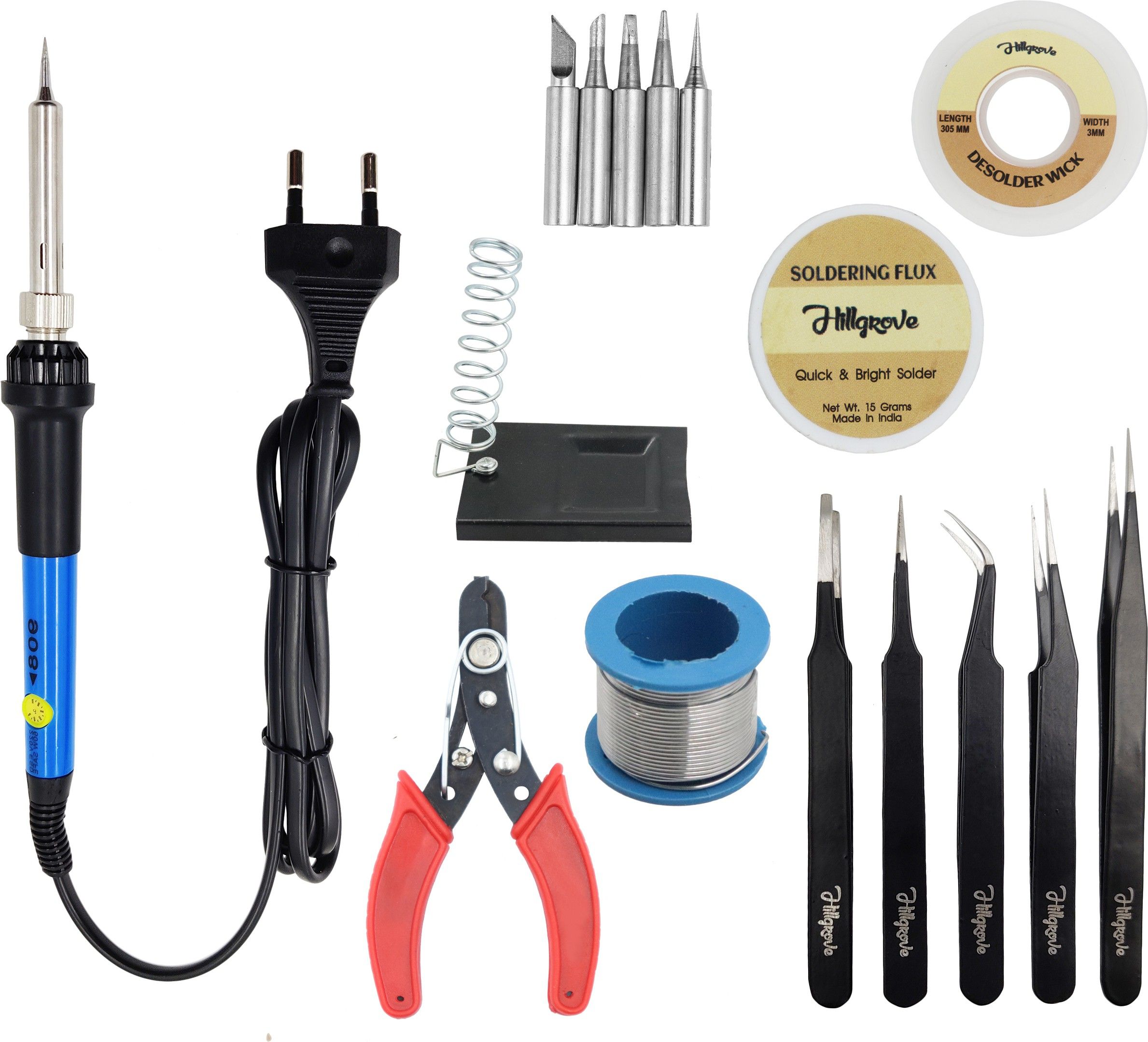 Electronic 7in1 Professional Mobile Soldering Iron Equipment Tool Machine Combo Kit Set with Flux Paste and Wire 60 W Temperature Controlled-image-25
