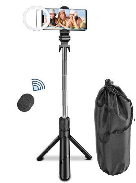 POZUB 3IN1 MULTI-PURPOSE SELFIE STICK TRIPOD + LED SELFIE RING LIGHT + DUSTPROOF BAG Selfie Stick Remote Control Tripod Handheld Selfie Stick Holder Action Camera Stand in Gimbal Stabilizer, |in mobile holder With Mobile Clip Holder & BT Remote Extendable Monopod Live Photo Holder Tripod Multi-Use Selfie Stick Photography 3 levels Selfie LED Flash Light |in mobile holder for hand| stand for online classes Tripod Tripod, Monopod, Monopod Kit, Tripod Ball Head, Tripod Bracket, Tripod Clamp, Tripod Kit-image-24