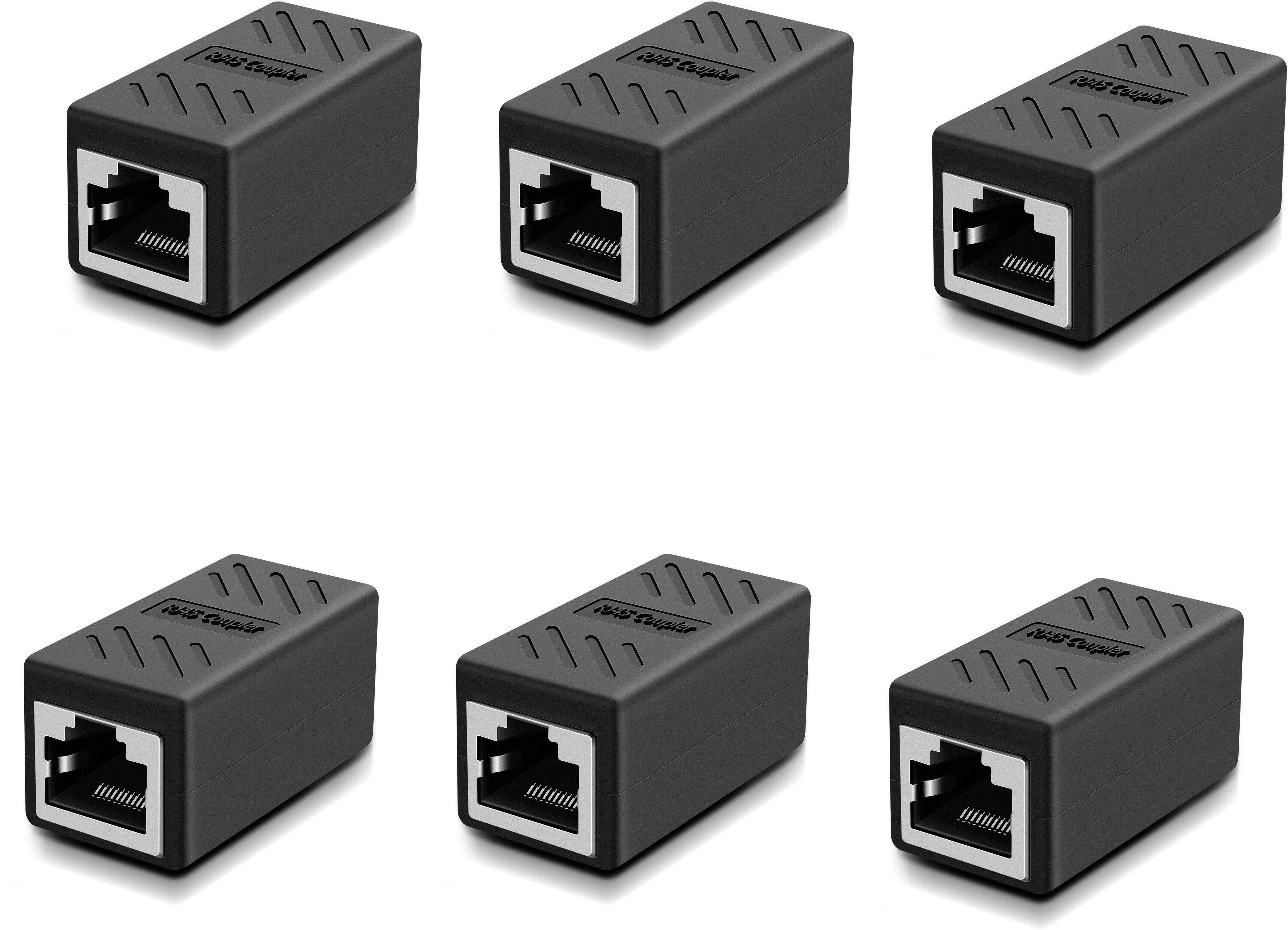 ELECTRO WOLF RJ45 Joiner Adapter Ethernet Extender Coupler Connector Female to Female Plug LAN Network Double Socket LAN Internet CAT 5/CAT 6 ( Pack of 6 ) Lan Adapter