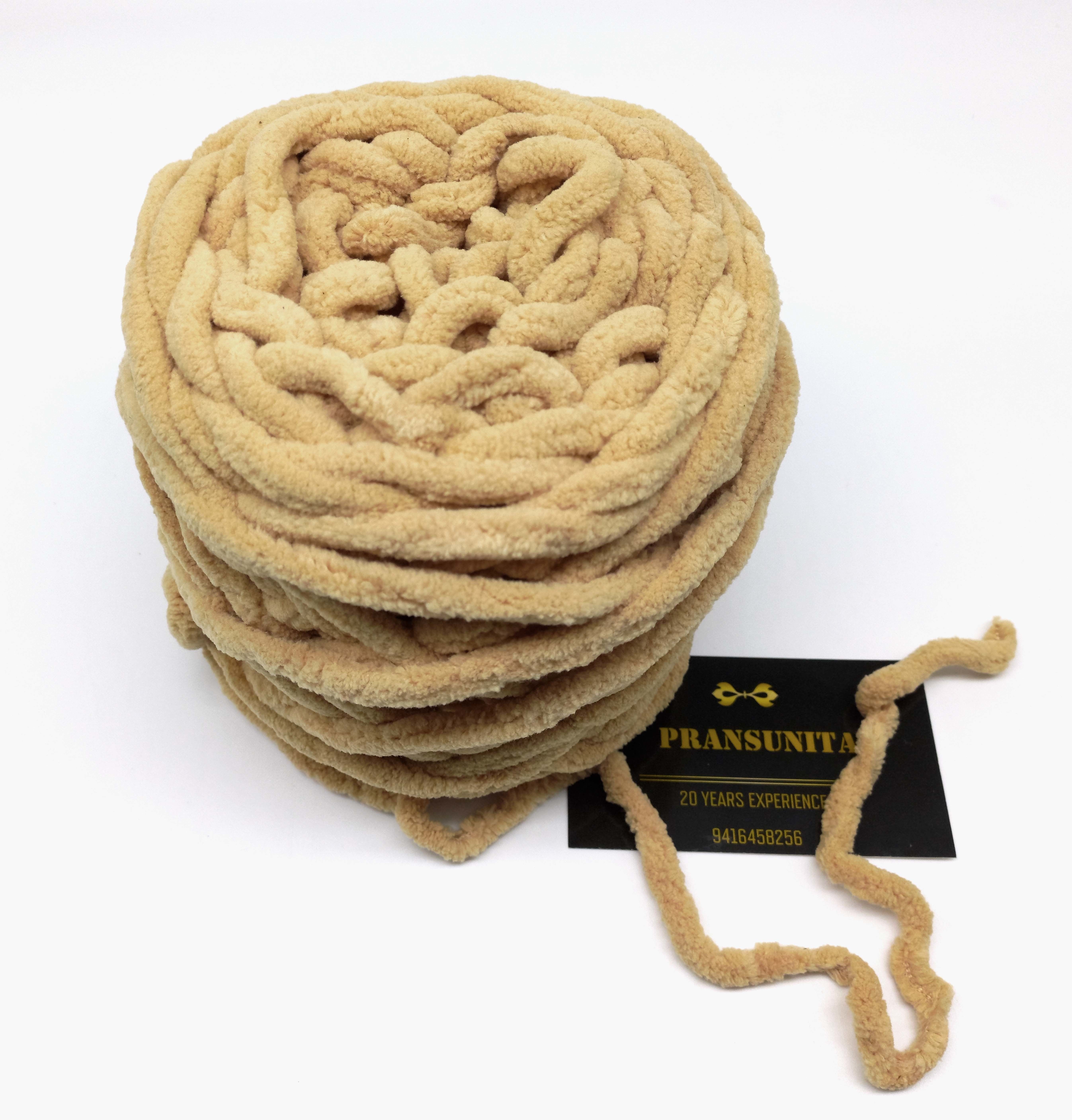 Super Thick Fluffy Jumbo Polyester Baby Blanket Chenille Yarn for Knitting, Crochet & Home Decor Projects, Afghans, throw pillows, cushions & blankets. -100 GMS – 6mm thickness – Colour – BISCUTI-image-17