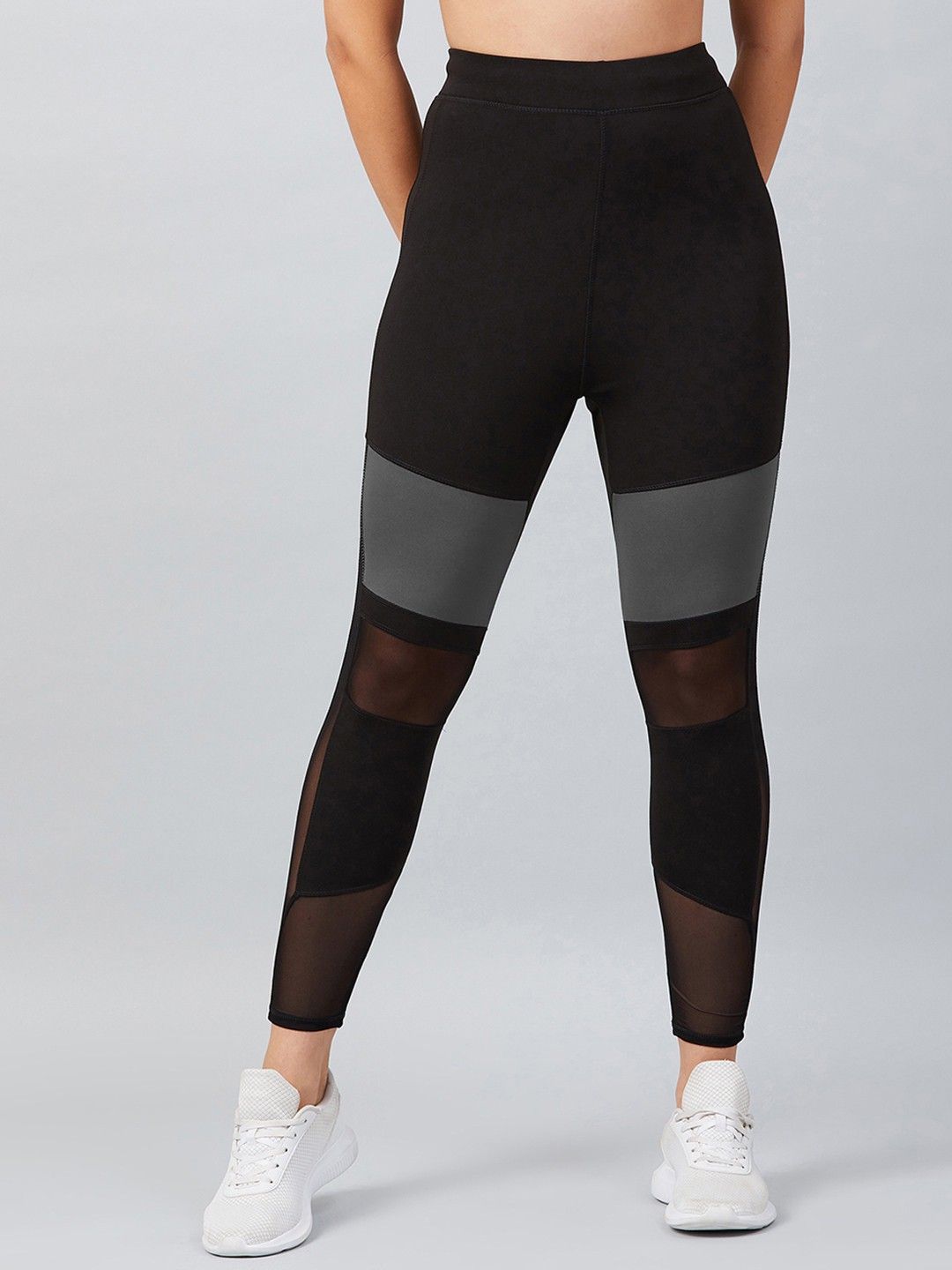 blinkin Color Block Women Black, Grey Tights-picture-27