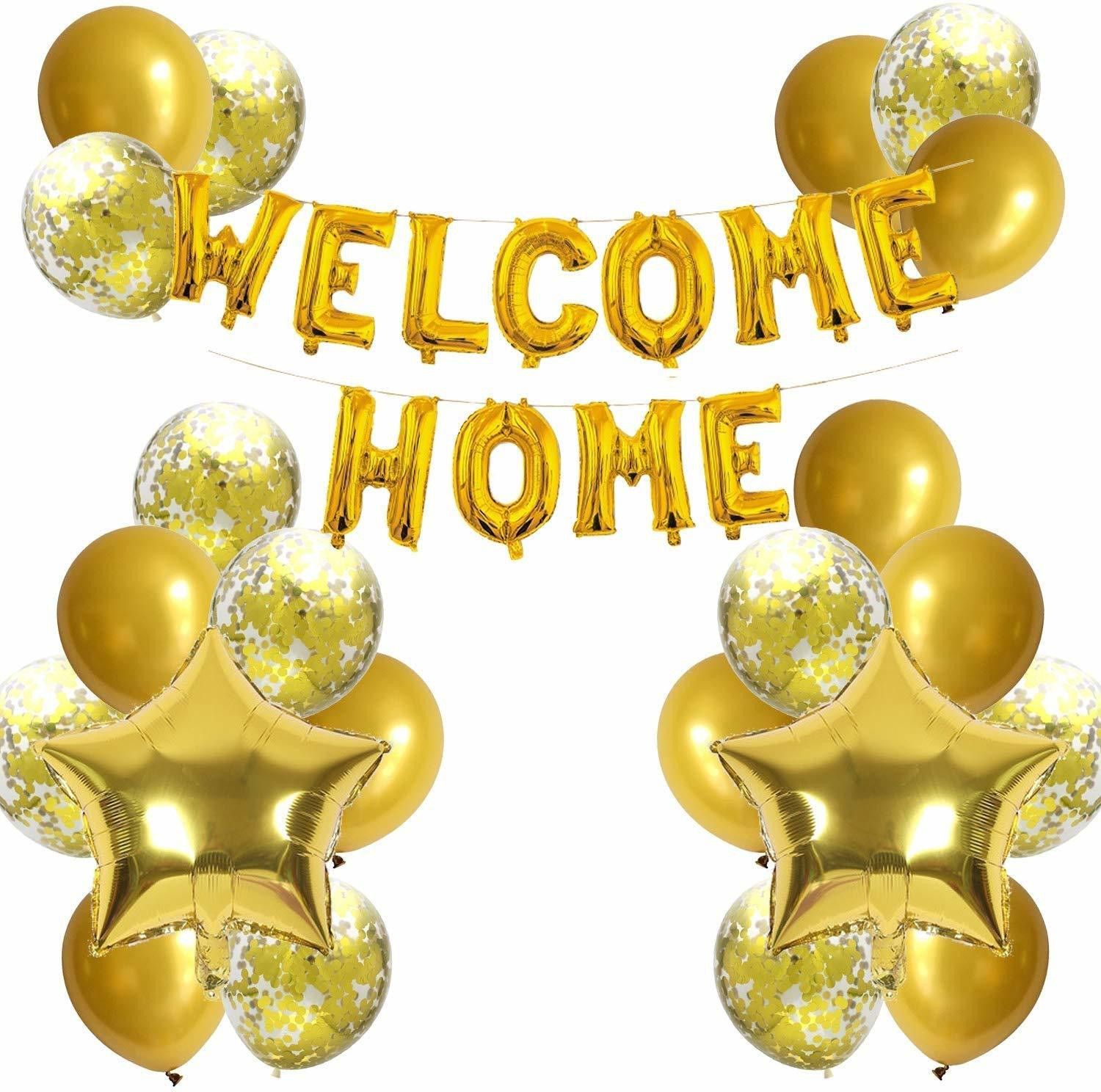 giftzadda Solid "Welcome Home" Letter Alphabet Foil Balloon Golden Theme Party Kit Letter Balloon-picture-10