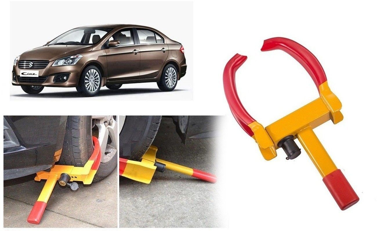 ZS-Y242 Yellow Anti Theft Car Wheel Tyre Lock Clamp Heavy Duty Anti Theft Protective Car Wheel Lock Security Tyre Clamp for Maruti Suzuki Ciaz Wheel Lock-image-36