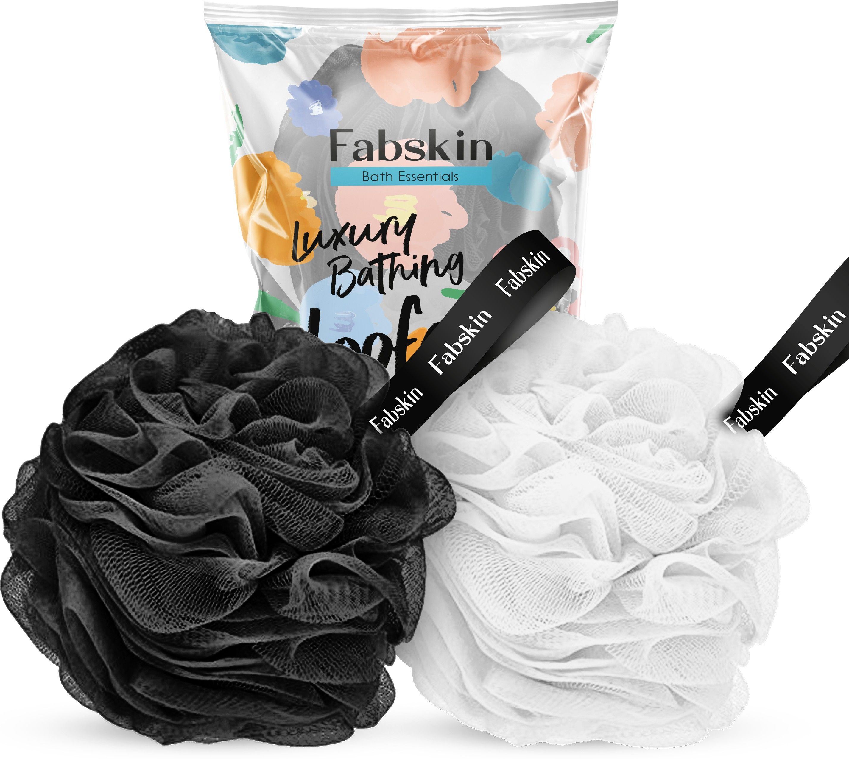 fabskin Luxury Bathing loofah Couples Pack of 2 (Black & White Color)-picture-48