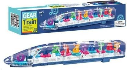 tiny treasures Transparent Gear Train toy With Music 3D Lights And Sound, Bump N go Action, Musical Electric Train Toy For Kids, Concept Gear Train Plastic (Multi-Color)-picture-46