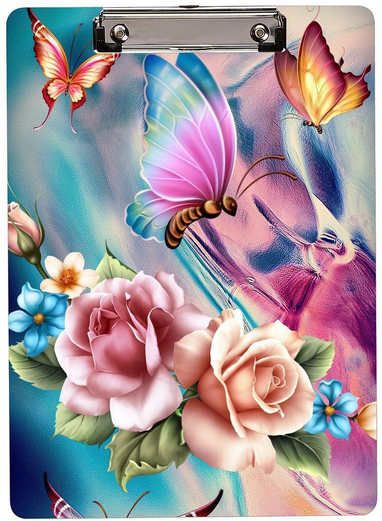 kreepo Alluring Flower With Flying Butterflies Wooden Exam Clipboard Writing Examination Pad-picture-11