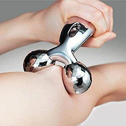 luzzo 12 3D Manual Roller Face Body Massager Skin Lifting Wrinkle Remover Facial Massage For Relaxation and Tightening (Silver) Massager-image-7