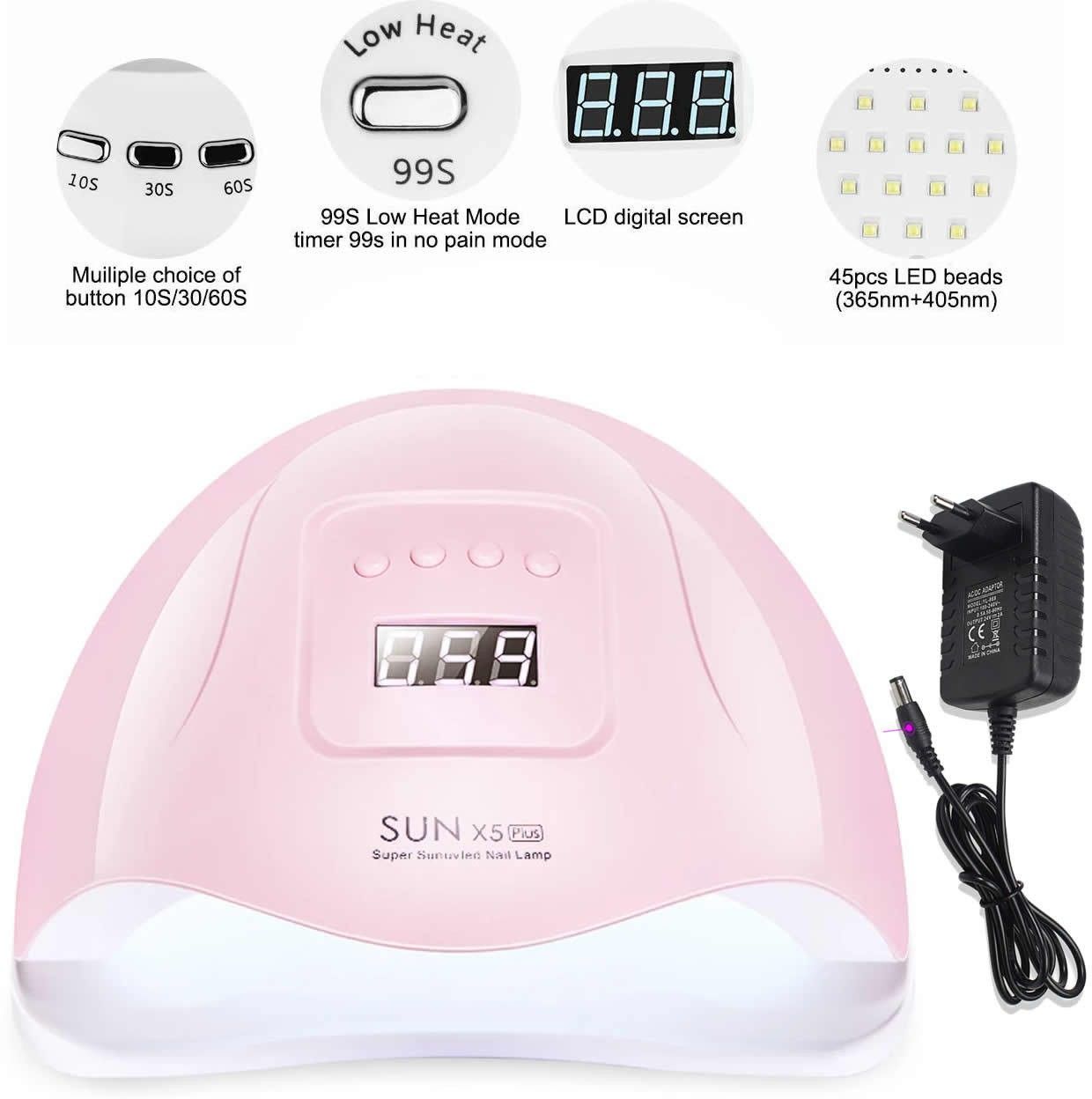 fstyler 36LED SUN 5X UV LED Nail Lamp| Nail Gel Polish Dryer Led Dual Light UV LED Lamps Auto Sensor Fast Gel Polish Dryer Nail Art Tools Nail Dryers Pink 54W Nail Polish Dryer-picture-8