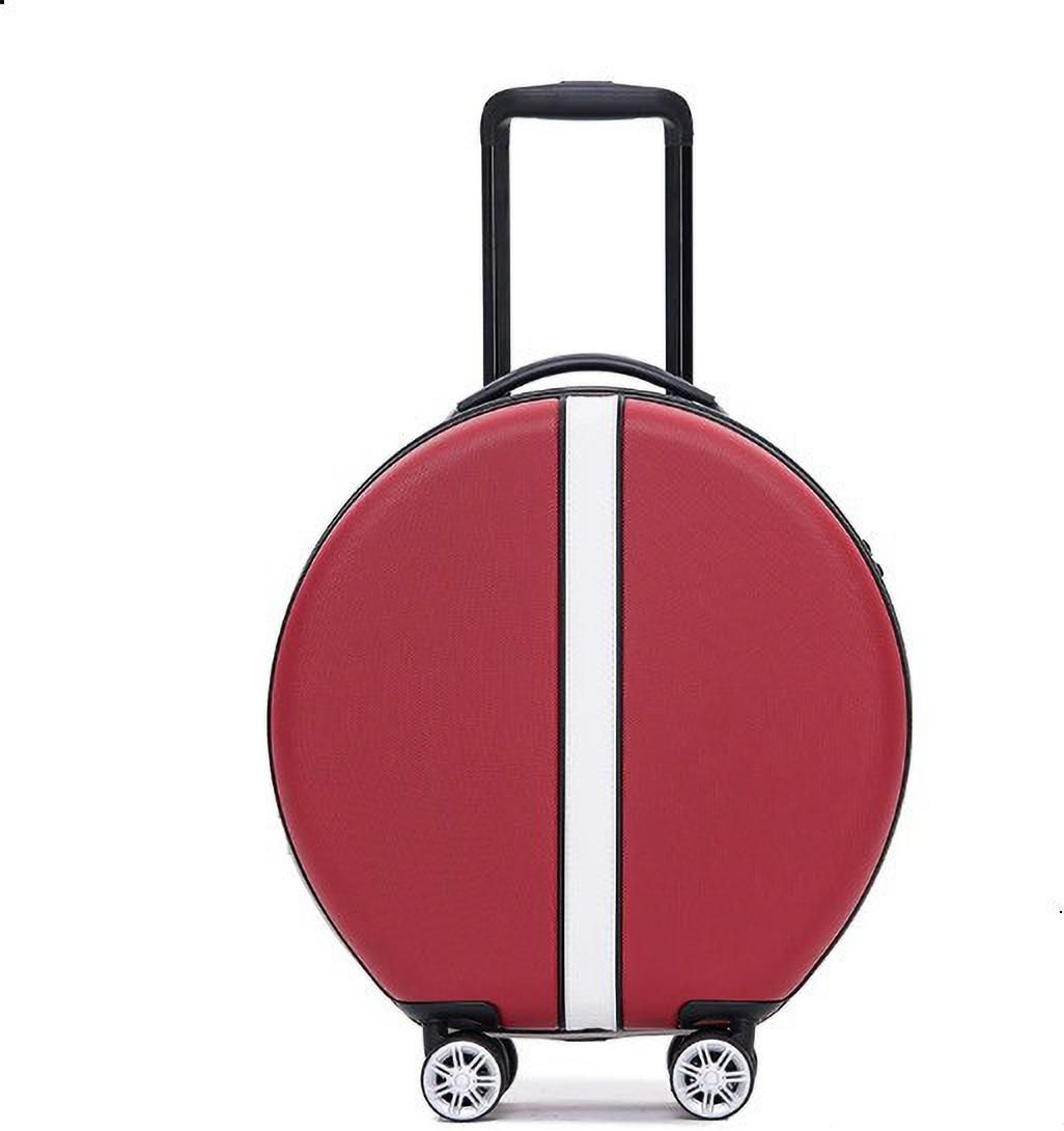 Small Cabin Suitcase (56 cm) 4 Wheels - Round Hard Shell Suitcase ABS Travel Trolley Bag With Lock 4 Double Spinner Wheels Carry On Cabin Luggage For Kids Women - Red-image-29