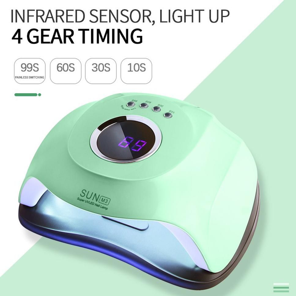 Professional Gel Polish LED Nail Dryer Lamp v2.0 with 45pc Double Light Source (365+405nm)LED's UV Nail Gel Dryer Lamp For Manicure 180W Dual Power for Curing All Gel Polish with Auto Sensor and 4 Mode Timer Button (Professional Salon Series Green) Nail Polish Dryer-image-7