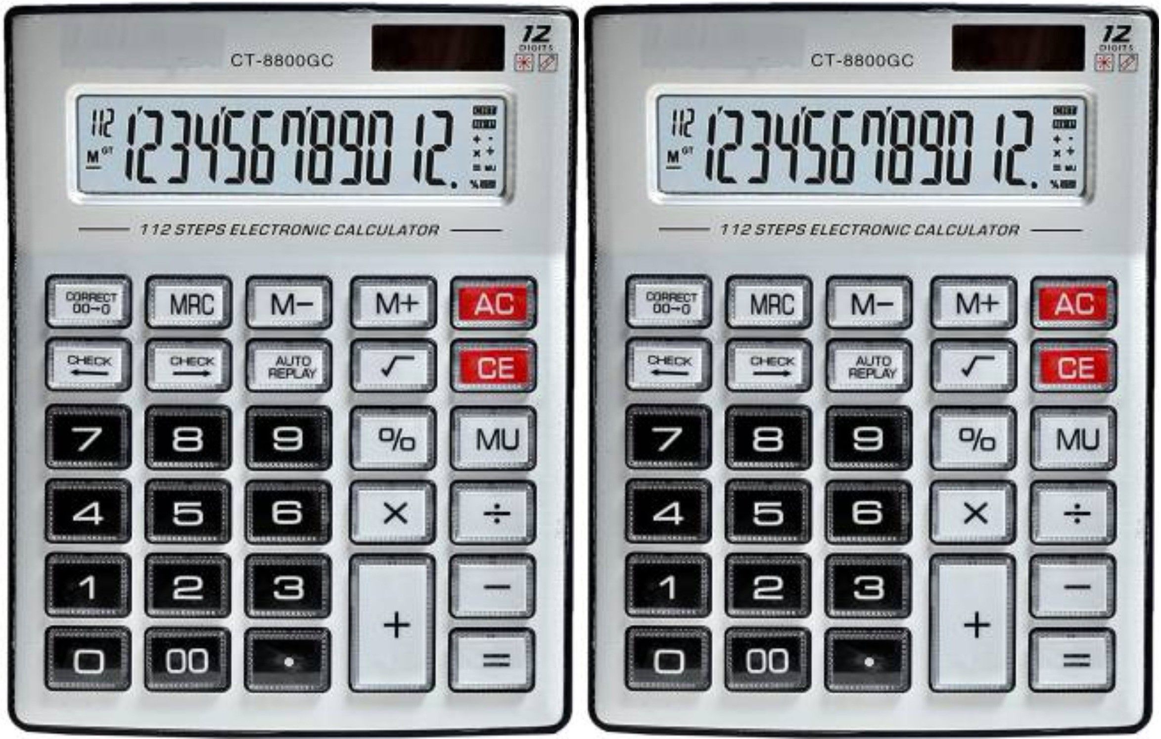Basic Calculator 2 Power Solar/Battery/AAA Battery Operated Ct-8800GC Silver Packof 2 Basic Calculator-image-31