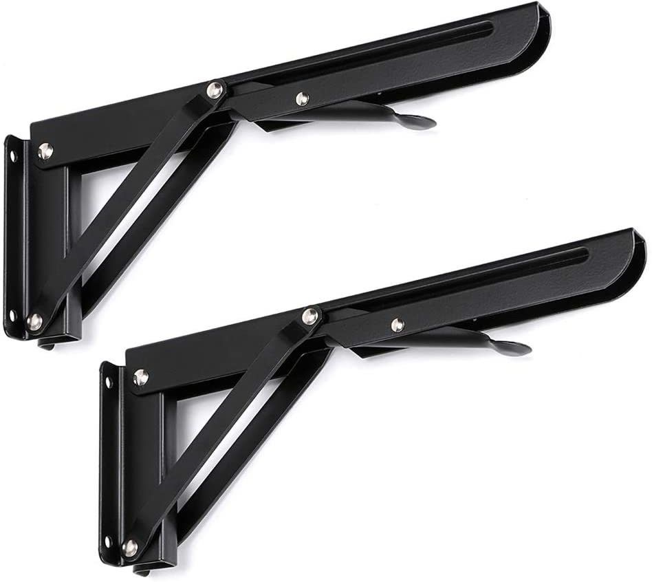 2X Folding Shelf Brackets Heavy Duty Floating Shelf Bracket 12 Inch L Shelf Bracket-image-10