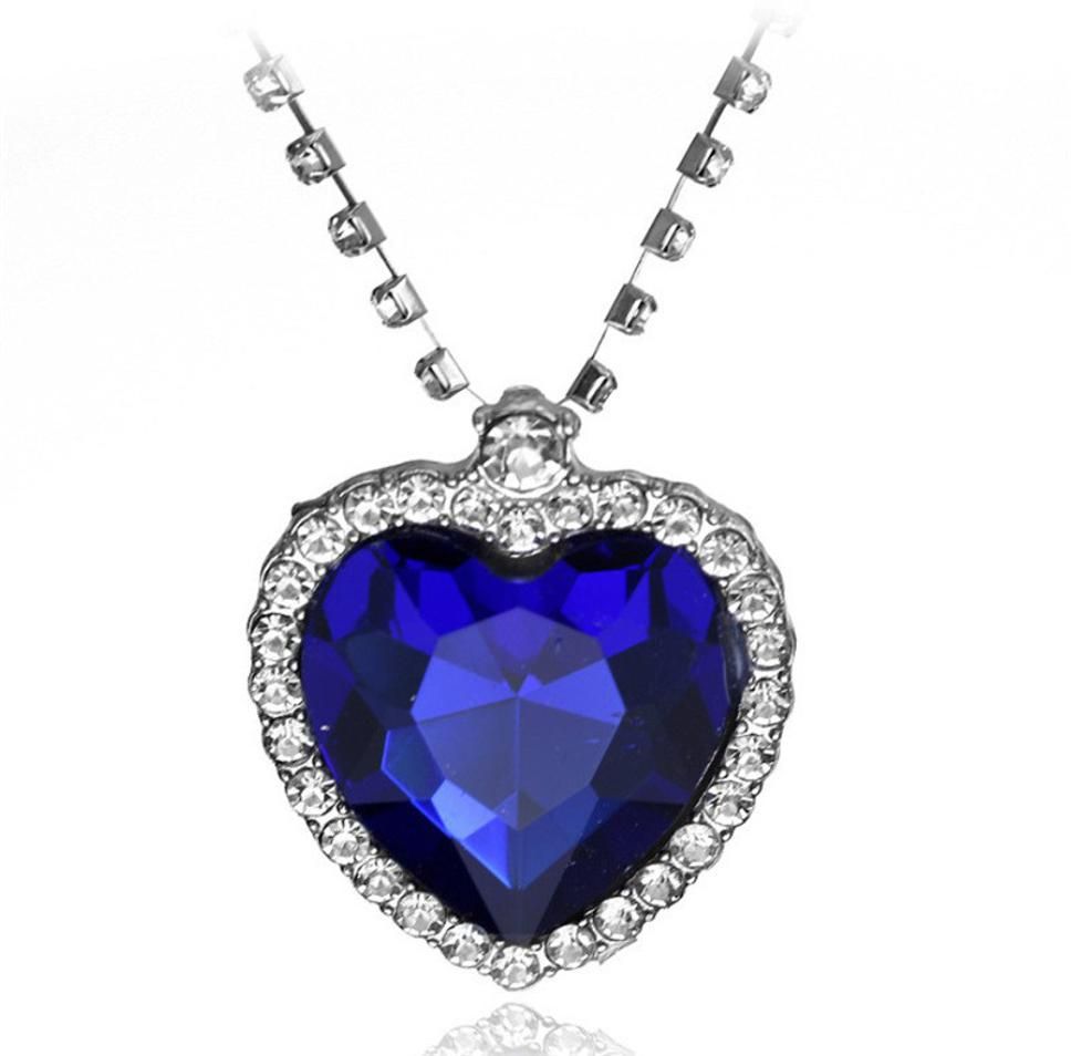 Crystal Blue Heart Titanic Rhinestone Necklace For Girls Fashion Pendant Heart Of The Ocean Jewellery Valentine Or Mothers Day Gift For Girls And Women Blue Silver Silver Alloy Pendant-image-16