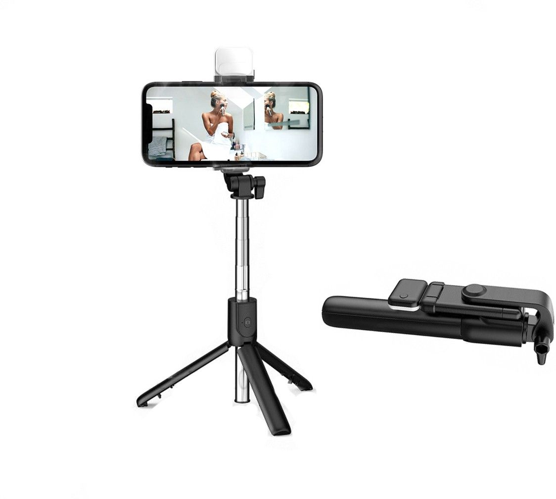 Wrapadore R1S tripod|| with wireless bluetooth remote Compatible with all smart phone||360 degree tripod|| Foldable triopod|| Mobile Tripod|| selfie stick tripod|| Extendable tripod||Three-Dimensional Head & Quick Release Extendable Selfie Stick with Wireless Remote and 2 Level Fill Light for Making TikTok, Vlog Videos and Tripod Stand Selfie Stick Mini Tripod With Detachable Remote For Smart Selfie Phone Holder Camera Flash Tripod, Monopod, Tripod Ball Head, Tripod Bracket