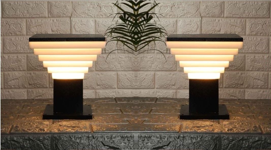 KIN- NEW DELUX BLACK Modern Shape Gate Light/Outdoor Light/Pillar Light for Outdoor Home, Pack of 2 Gate Light Outdoor Lamp