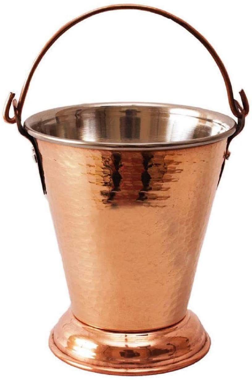 abn traders Pure Copper Stainless Steel Bucket for Serving Dishes Kitchenware and Tableware Balti Container Serving Set-picture-13