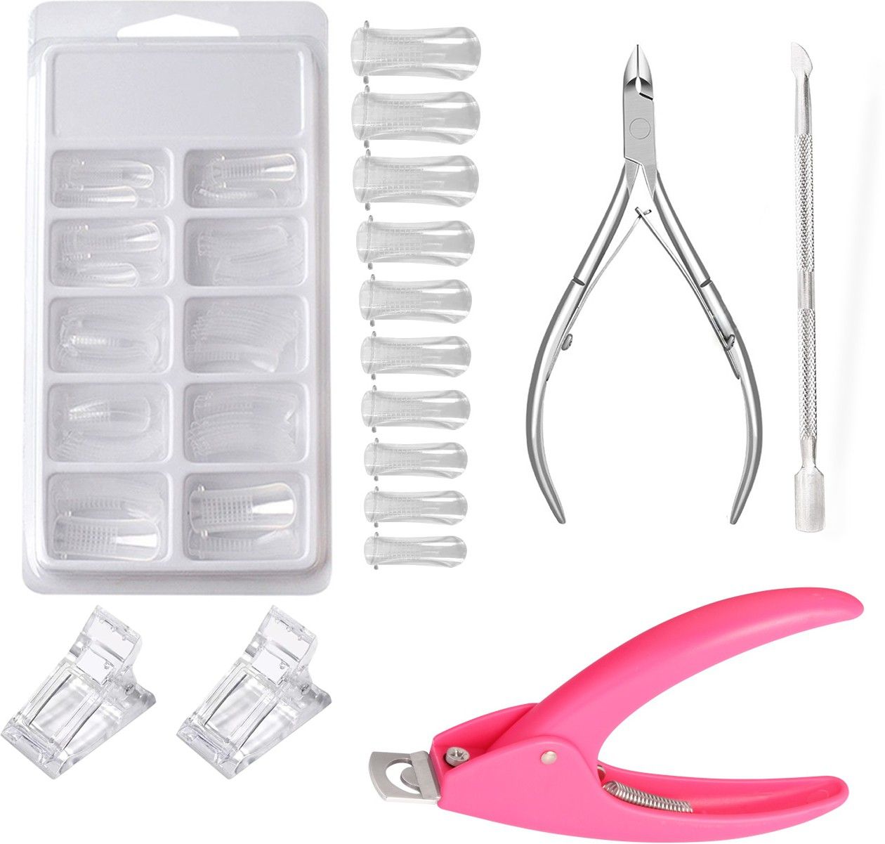 gleevia Nail Grooming & Extension Kit for Beginner and Professional Combo Pack of Polygel Premium Nail Tips 100pc, 2pc Nail Clip, Cuticle Pusher, Cuticle Cutter and Nail Edge Cutter-picture-30