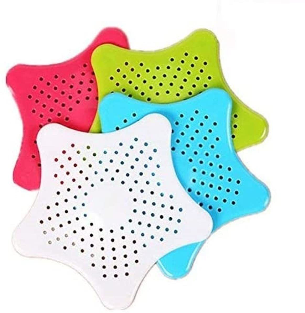 Silicone Star Shaped Sink Filter Bathroom Hair Catcher, Drain Strainers Cover Trap Basin - Multicolor (Pack of 4) Hair Wash Basin