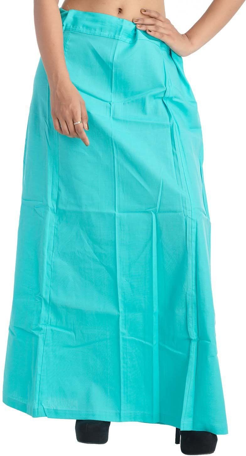 Quickcollection Women's Sky Blue Petticoat/Skirts/Shape Wear for Saree Cotton Blend Petticoat-picture-13