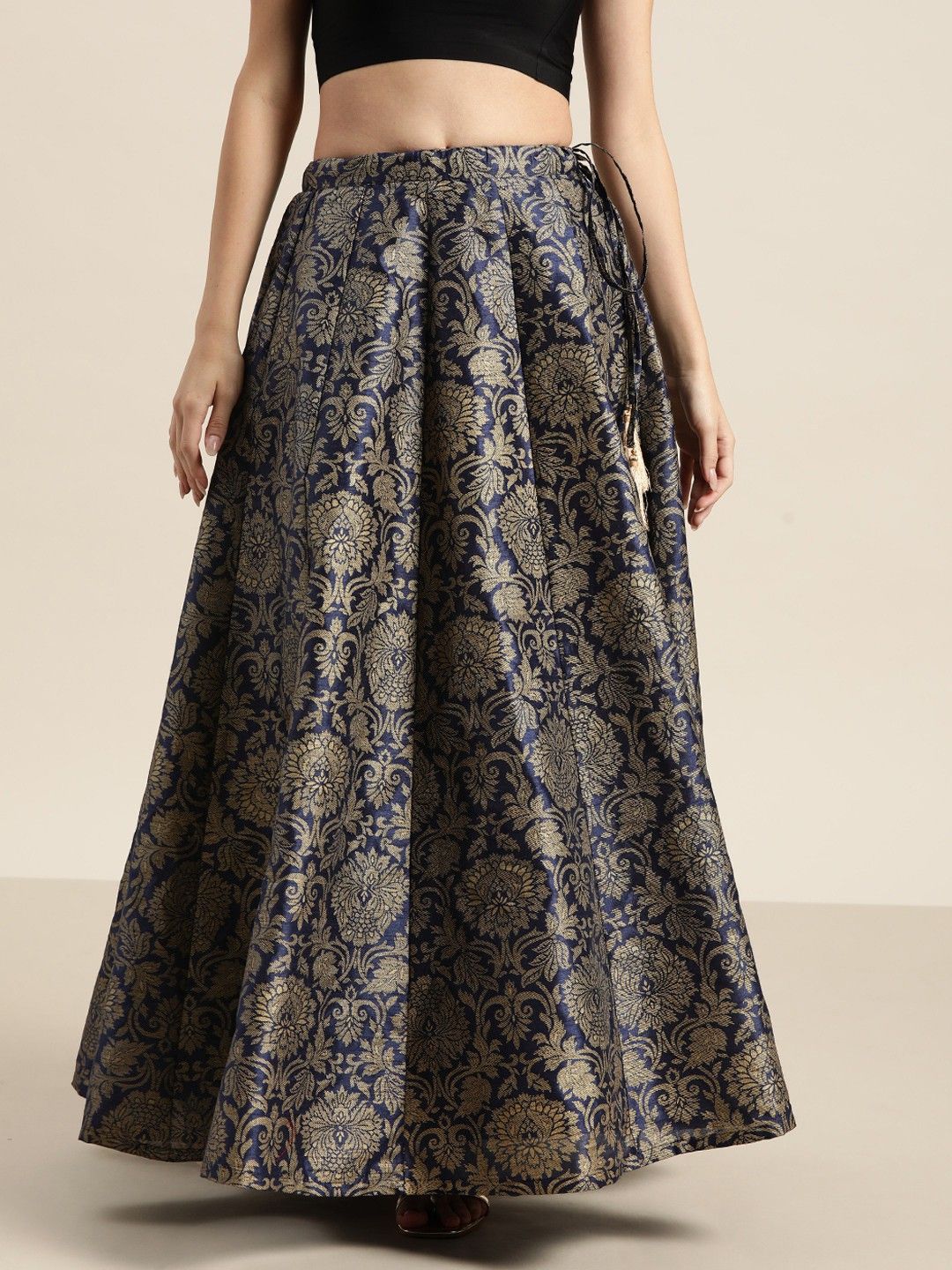 shae by sassafras Women Woven Flared Dark Blue, Gold Skirt-picture-22