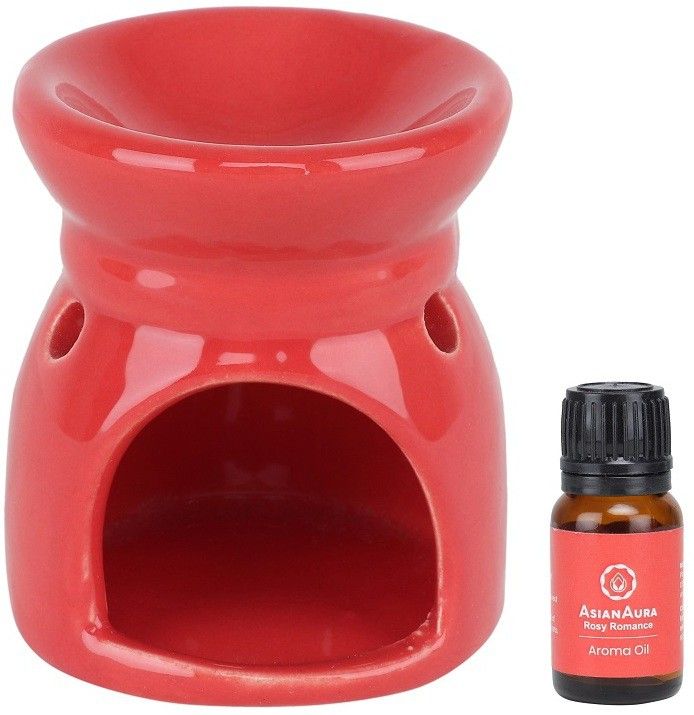 asian aura Aroma Oil Burner with 1 Candle & 1 Fragnance oil (Rosy Romance) Gift Set for Home Fragnance, Red Diffuser Set Aroma Oil Burner-22-picture-13