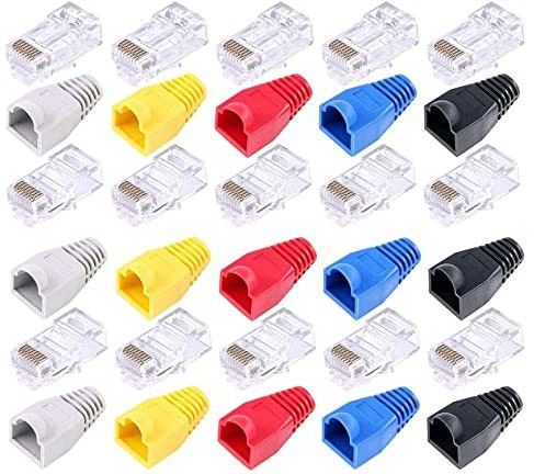 EXPERTRONICS 10 Set of RJ45 Cat5, Cat6 Connectors and Cat5, Cat6 Strain Relief Boots - 10 Pcs Lan Adapter-picture-30