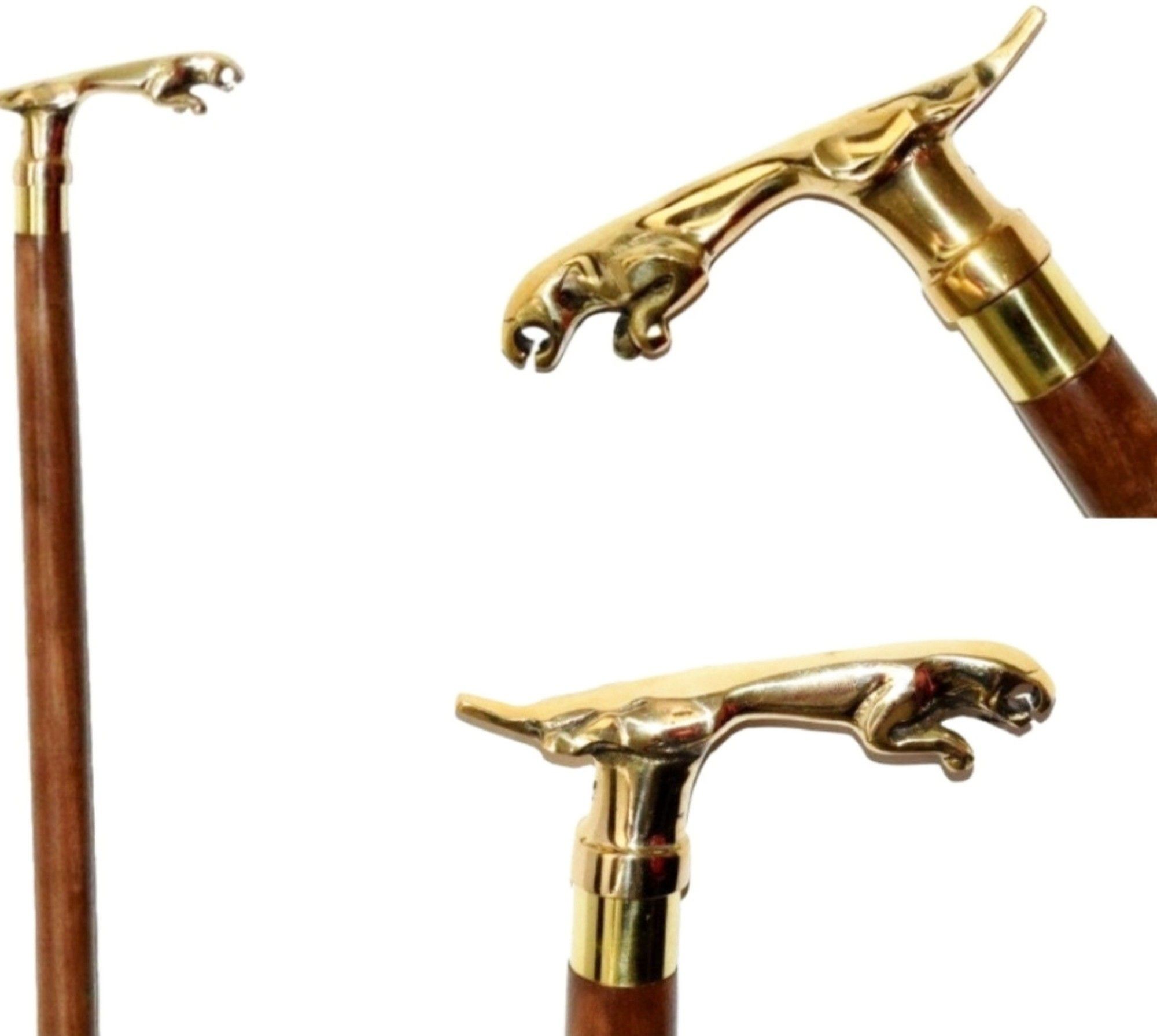beautiful solid sheesam wood stick (Jaguar Shape) Walking Stick-image-45