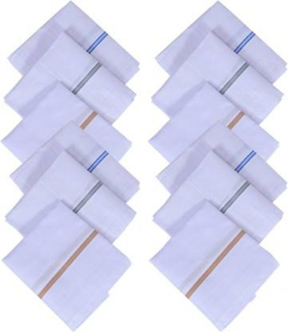 kiyo Men's Cotton Premium Handkerchiefs Hanky ["White"] Handkerchief-image-15
