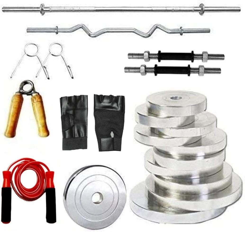 hackerx 30 kg Steel Plates Weight Home Gym Combo kit & Equipments Set Home Gym Combo-picture-49