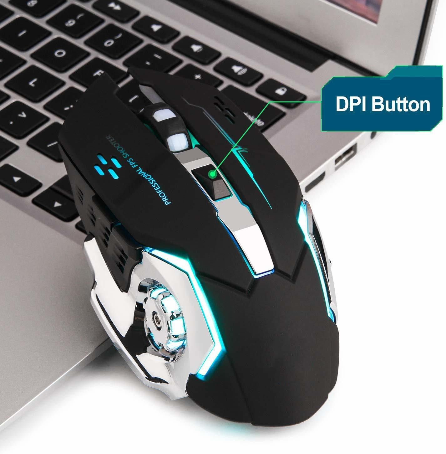 microware Wireless Gaming Mouse with 6 button, 7 colors and 1600DPI Wireless MechanicalGaming Mousewith Bluetooth-image-41