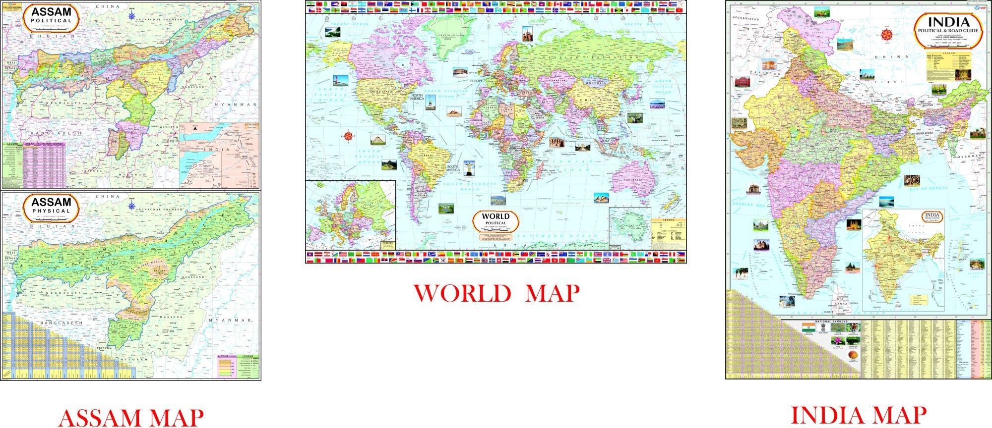 vcp Assam Map, India Map & World Map | NON LAMINATED | SET OF 3 | Useful for UPSC, PCS, SSC, RAILWAYS, State and Other Competitive Exams Paper Print-picture-29