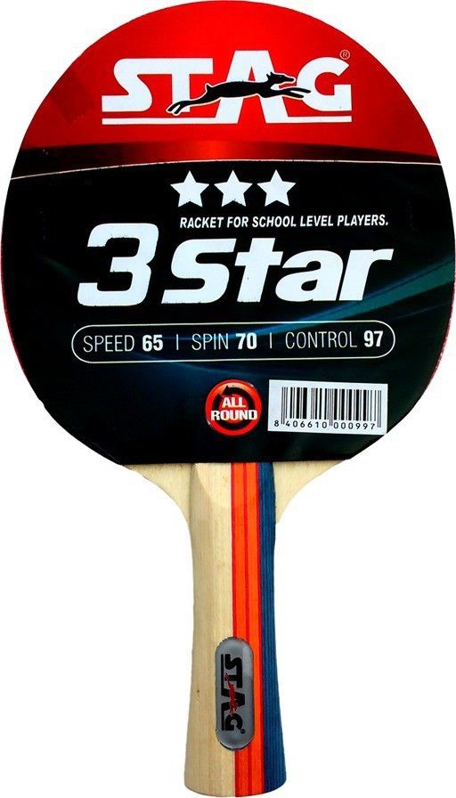 3 Star Red, Black Table Tennis Racquet-image-20