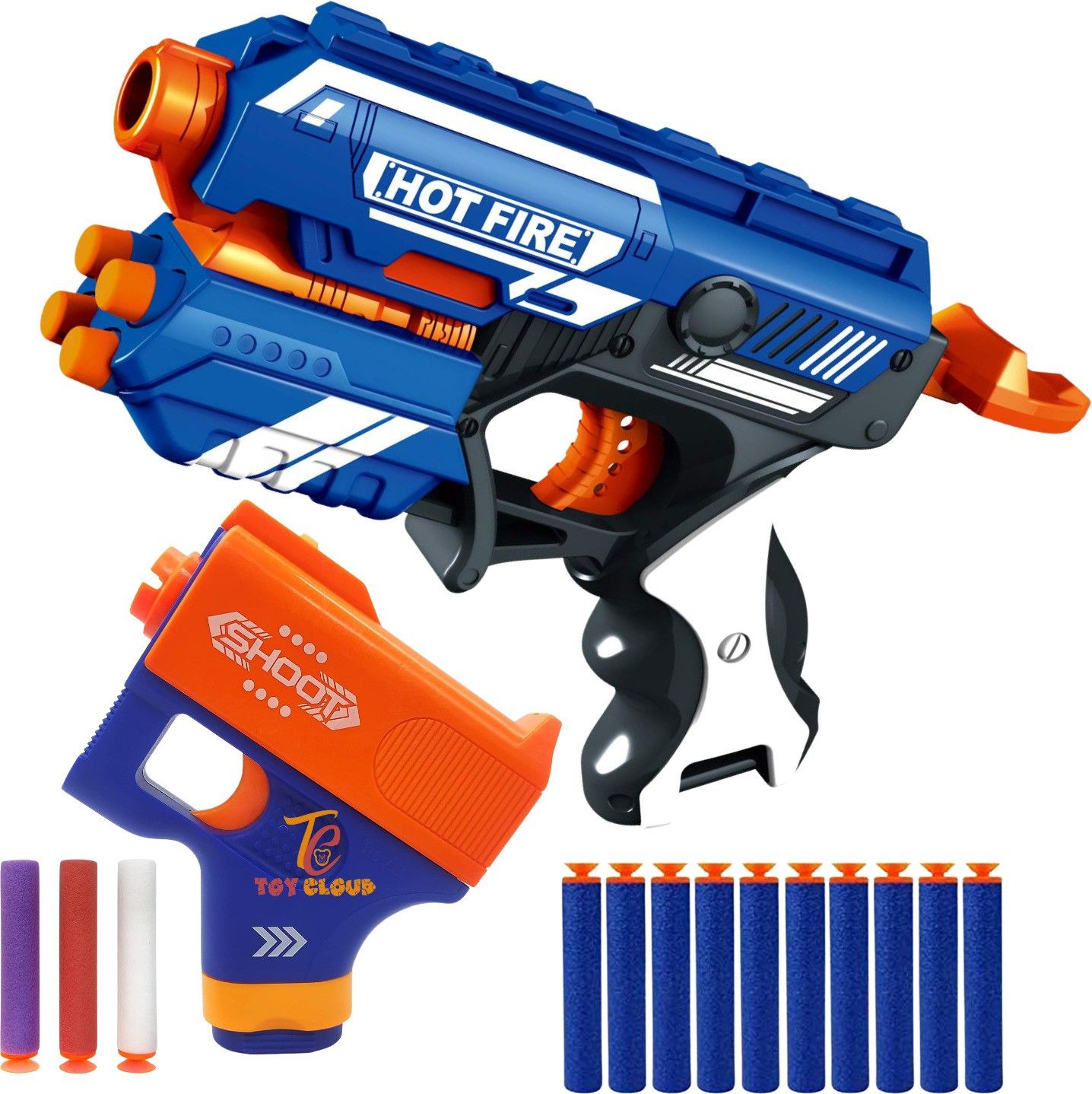 Combo of 1 Mini Soft Blaster Toy Gun (3 Soft Dart Bullets) with 1 Hot Fire Manual Soft Blaster Gun Toy (10 Soft Dart Bullets) Guns & Darts-image-47