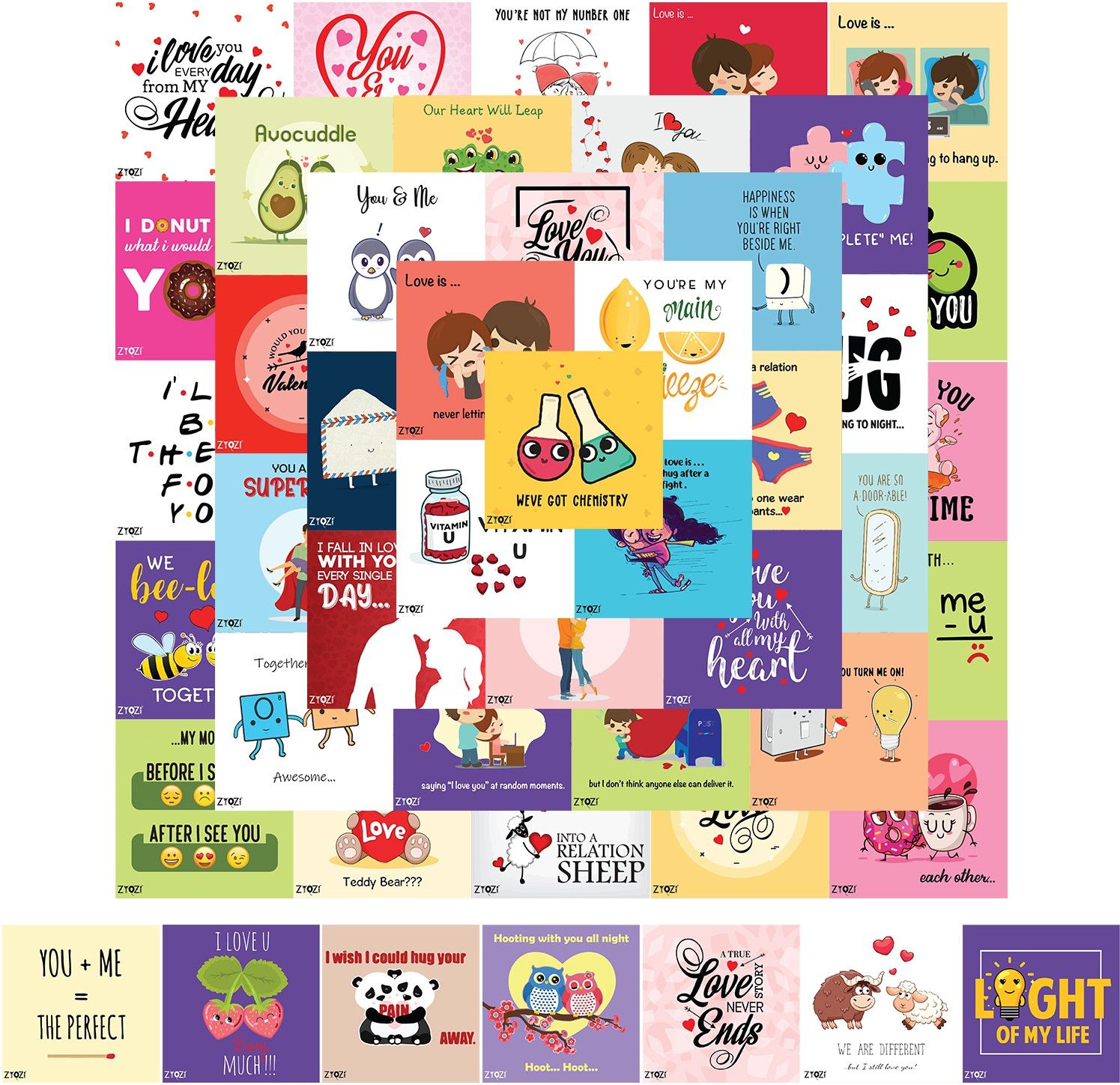 zyozi 48 Pieces Romantic Love Notes Greeting Cards Eye Catching Designs with Greeting Card Friendship Cards Anniversary Cards, BFF Cards, Thanks Cards, Wedding Cards & More - 3x3 Inches (Multicolor) Greeting Card-picture-10