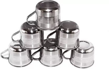 Pack of 6 Stainless Steel Regular Use Royal Steel Tea Cup/Coffee Set of 6 Piece, Sliver,125ml-image-34