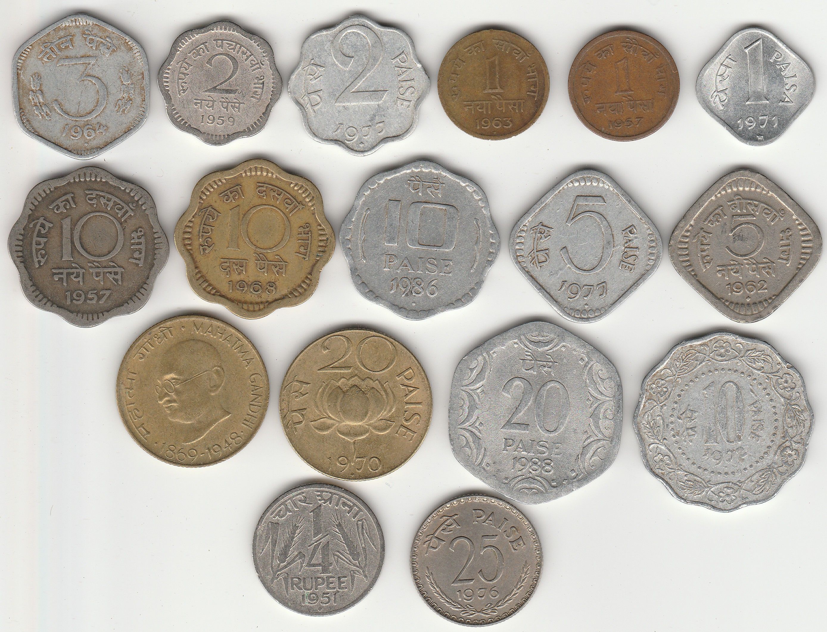 17 different India old coins Modern Coin Collection one paisa, two paisa three paisa, 5paisa, 10 paisa, 20 paisa, all set coins in one set collector choice, brass paisa, copper paisa , aluminum paisa, Nickel 5 paisa, brass Nickel 10 paisa. Modern Coin Collection-image-49