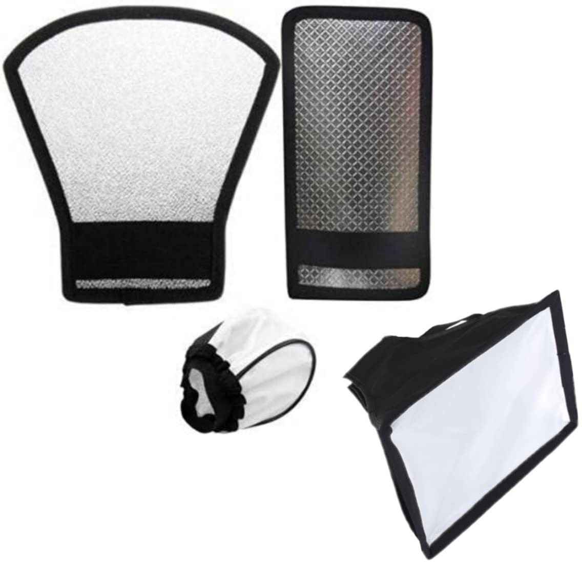 ALFASIYA Silver White Flash Diffuser Reflector for Flash Set of 1 PIS of 4 Camera Flash Diffuser | Flash Diffuser |Cloth Flash Bounce Diffuser for Canon Nikon Sony (White, Silver) FLASH Diffuser image 1