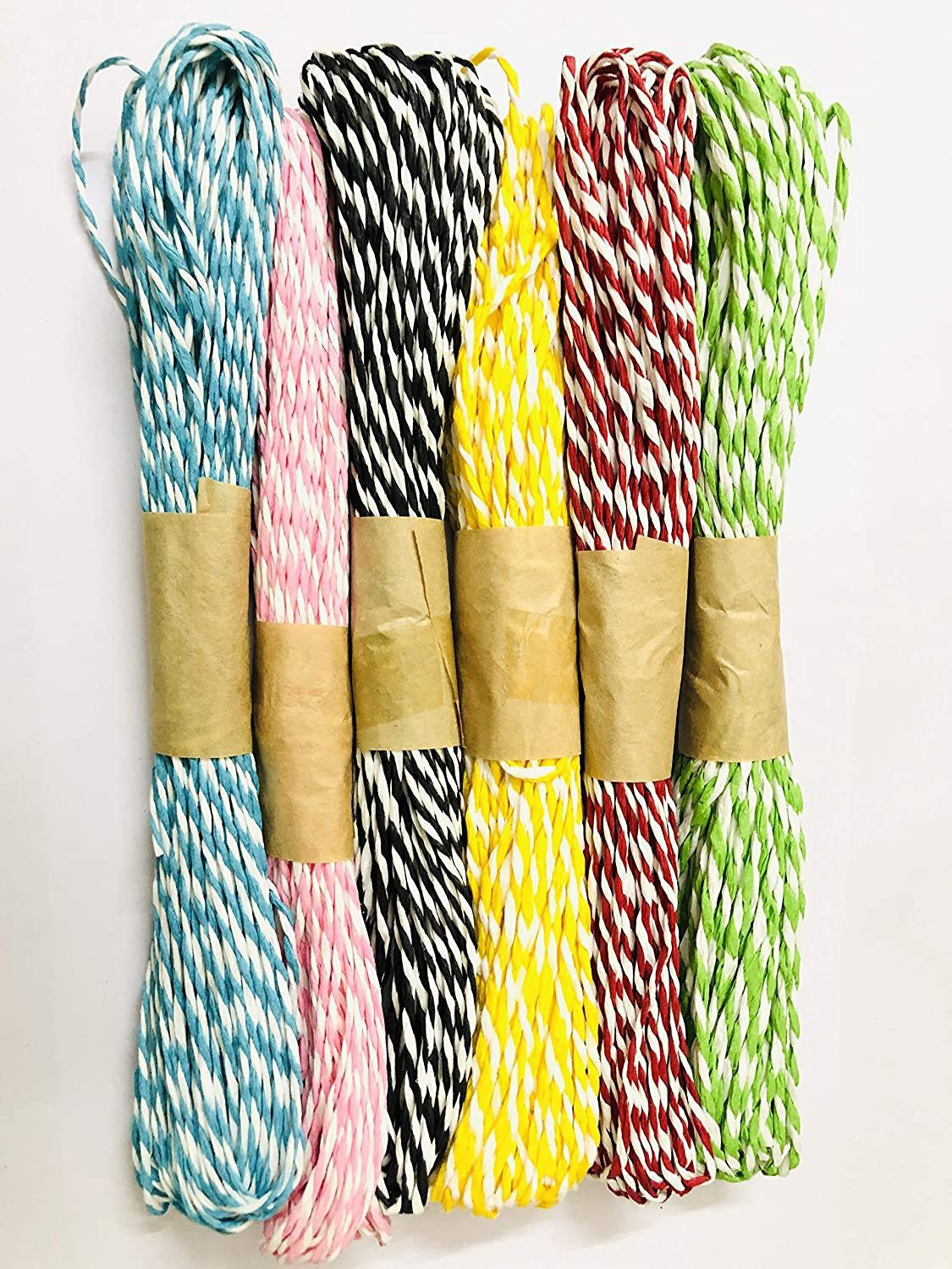 ikis Pack of 6 (60mtrs) Double Colour Designer Look Colourful DIY Twisted Paper Rope Threads for Various Art and Craft Projects and Decoration. (Colourful) 10 m Post Rope image 1