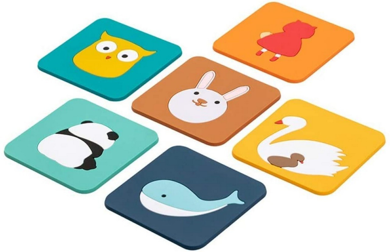 dhvsam PVC Trivet Mat, Hot Pads, Heat Resistant Coasters, Tableware Insulation Pad Potholders,Cups Pad,Placemat, Non-Slip Mat, Flexible,Random Color and Pattern (Pack of 6) Square Trivet image 1