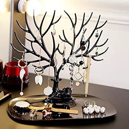 Jewelry Deer Tree Stand Display Organizer Necklace Ring Earring Holder Show Rack - Necklace Earring Bracelet Holder Necklace Jewelry Organizer Tree Hooks Rack Stand Ring Dish Jewellery Organizer Jewellery Organizer-image-1