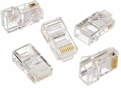 spincart Cat6 RJ45 Ends, Cat6 Connector, Cat5e RJ45 Connector, Ethernet Cable Crimp Connectors UTP Network Plug for Solid Wire and Standard Cable, LAN Crimp Module Plugs Transparent ( Pack Of 50) Network Interface Card image 1