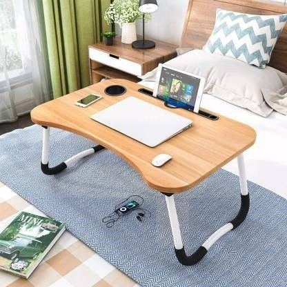Multipurpose Foldable with Cup Holder, Study, Bed, Wood Portable Laptop Table